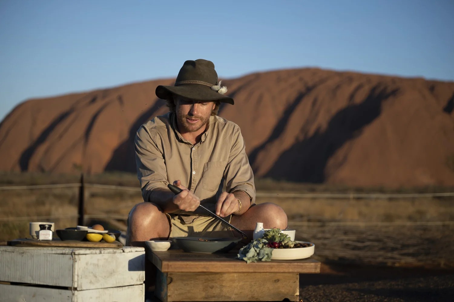 On location cooking Australian Native Tartare